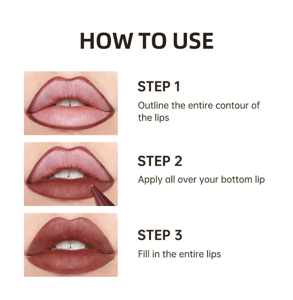 2-in-1 Waterproof Matte Lipstick and Lip Liner Crayon for All-Day Wear