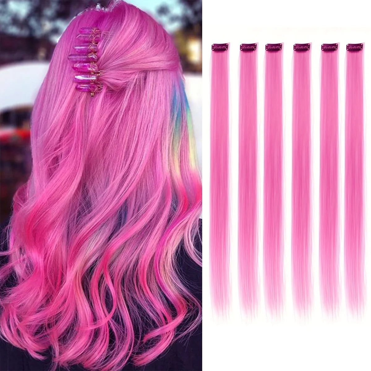 22-Inch Colored Clip-In Hair Extension Highlights