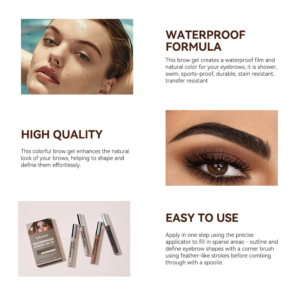 Waterproof Liquid Eyebrow Gel Set for Long-Lasting Natural Defined Brows - 3