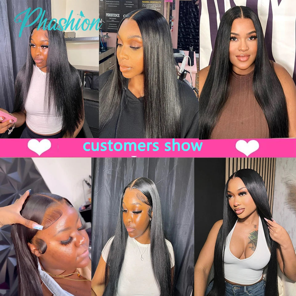 Straight Brazilian Human Hair Bundles with Transparent Lace Closure - 6