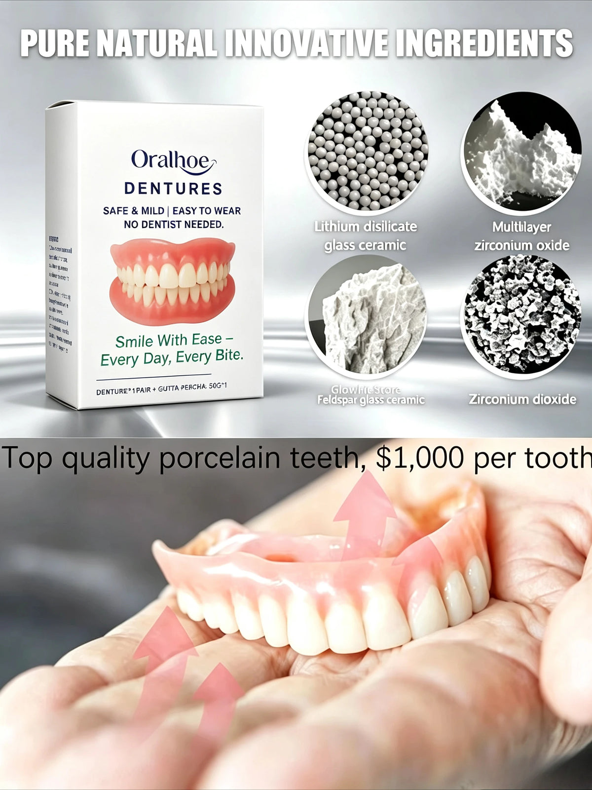 Adjustable Temporary Cosmetic Dentures for a Natural Confident Smile