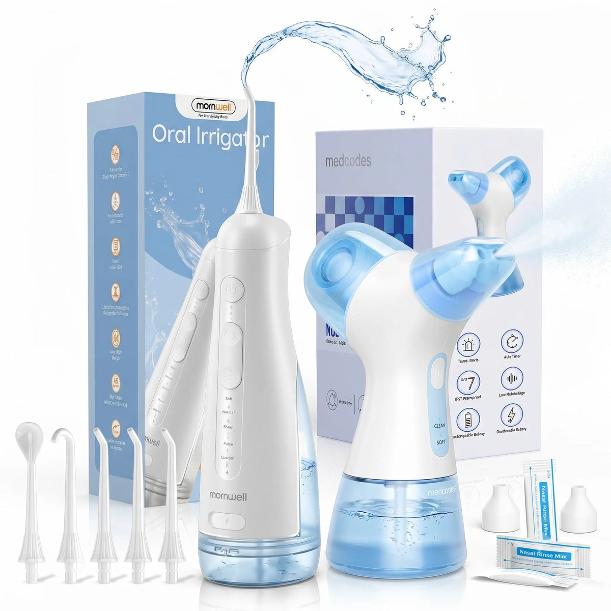 Portable Electric Oral Irrigator and Nasal Rinse Cleaning System