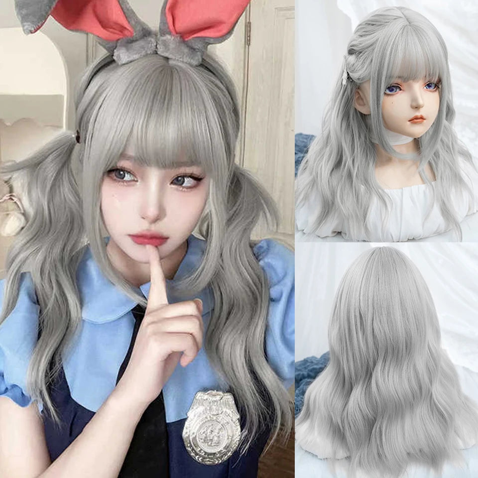 Short Blonde Wavy Bob Wig with Ponytails for Cosplay and Lolita Style