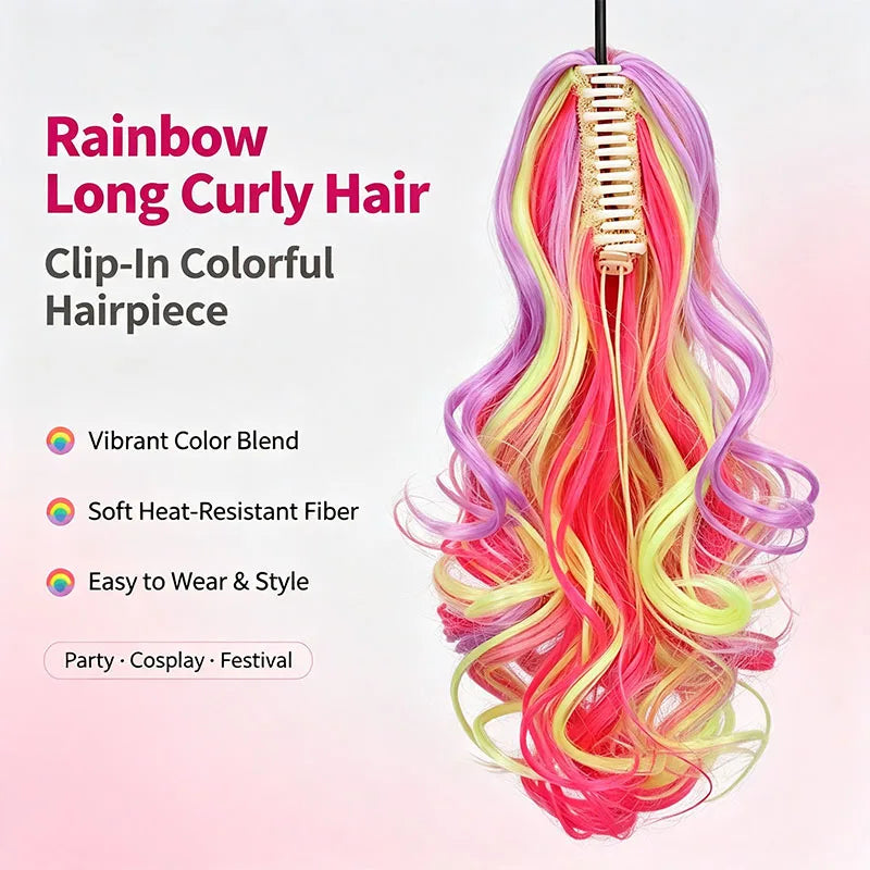 14-Inch Wavy Colorful Ponytail Claw Clip Hair Extension - 9