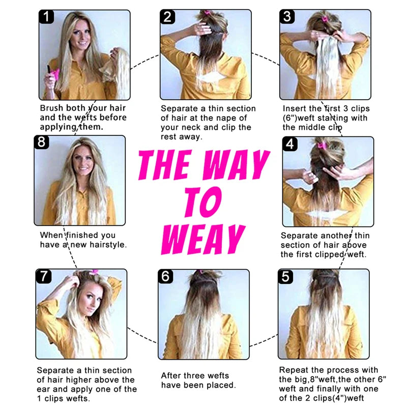 24 Inch Long Straight Synthetic Clip-In Hair Extensions - 6