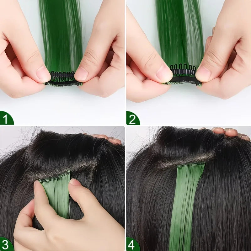 22 Inch Green Clip-In Hair Extensions for Parties - 4