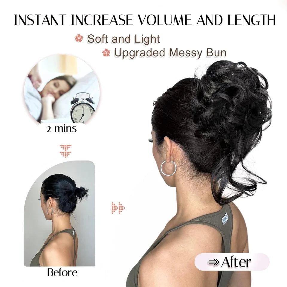 Messy Curly Hair Bun Claw Clip Extension for Instant Voluminous Updo - 5