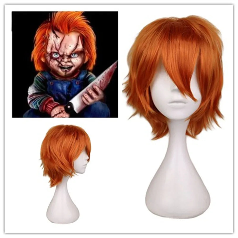 Short Orange Cosplay Wig for Halloween Costumes