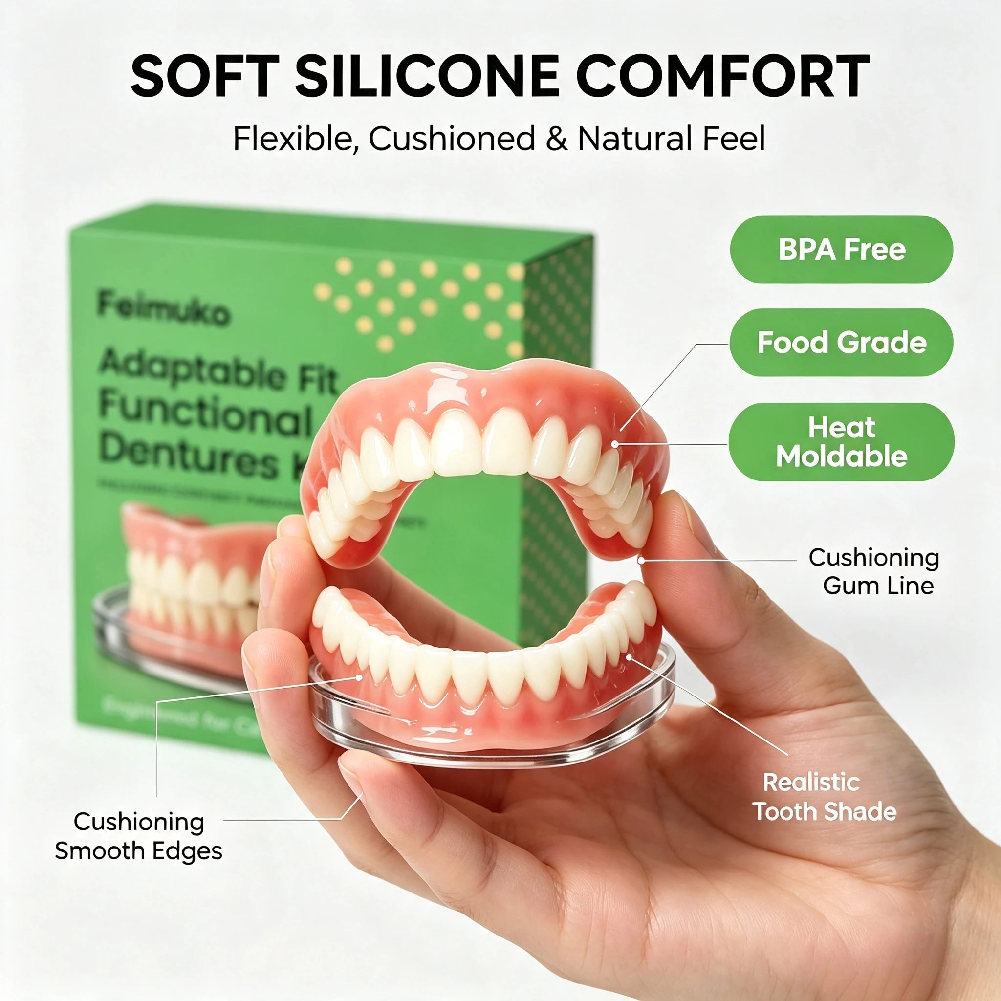Comfort Fit Snap-On Dentures for Instant Realistic Smile - 5