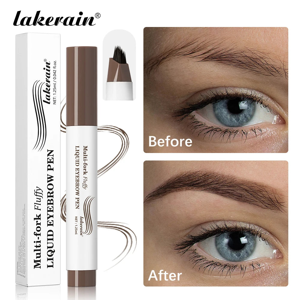 Waterproof Multi-Fork Liquid Eyebrow Pen for Natural Microbladed Brows