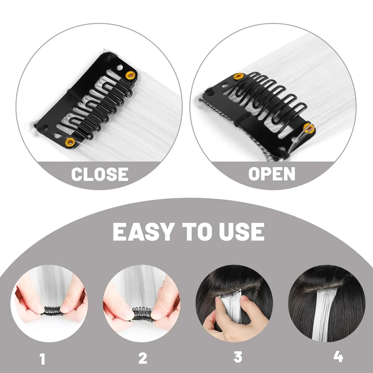 10-Piece Colorful Clip-In Hair Highlights for Parties - 5