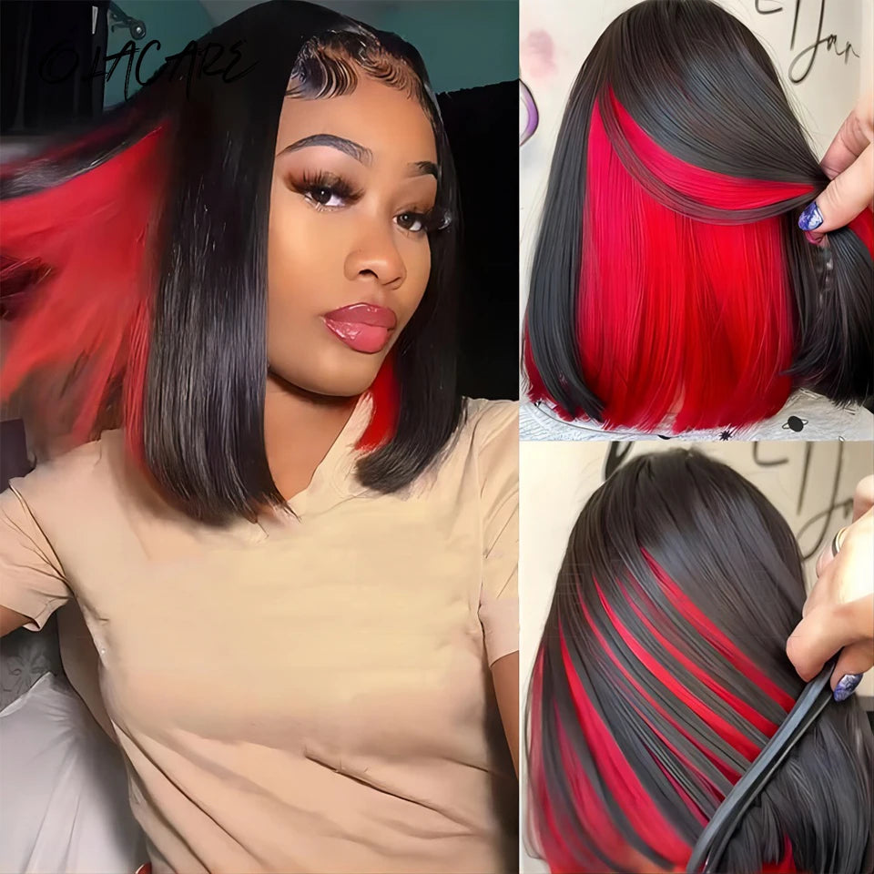 Long Straight Synthetic Wig with Bangs for Cosplay and Parties
