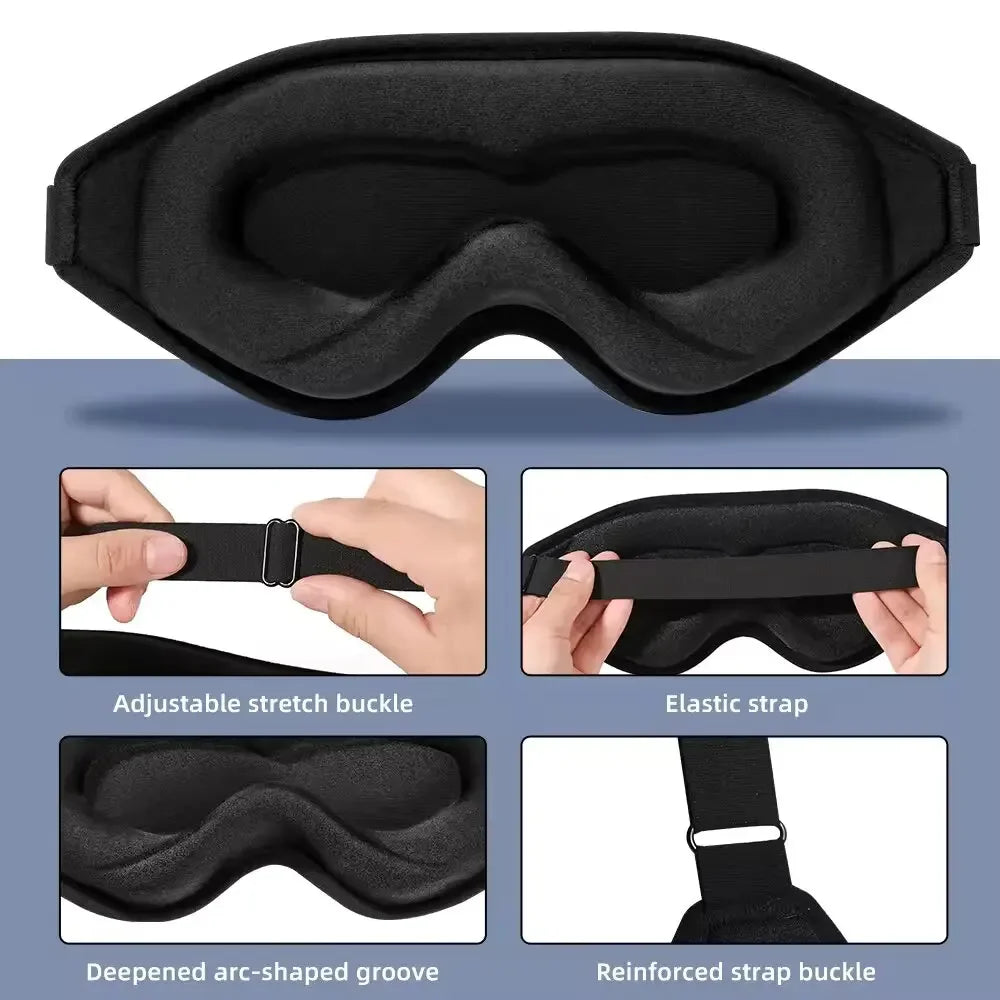 3D Memory Foam Contoured Sleep Mask for Total Light Blockout and Comfort - 3