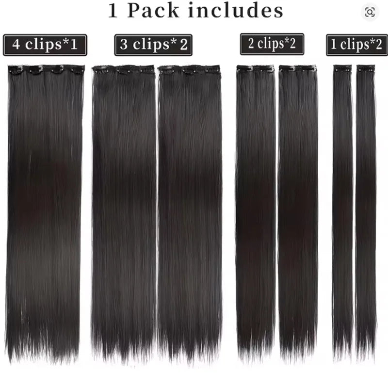Straight Clip-In Hair Extensions for Instant Length and Volume - 3