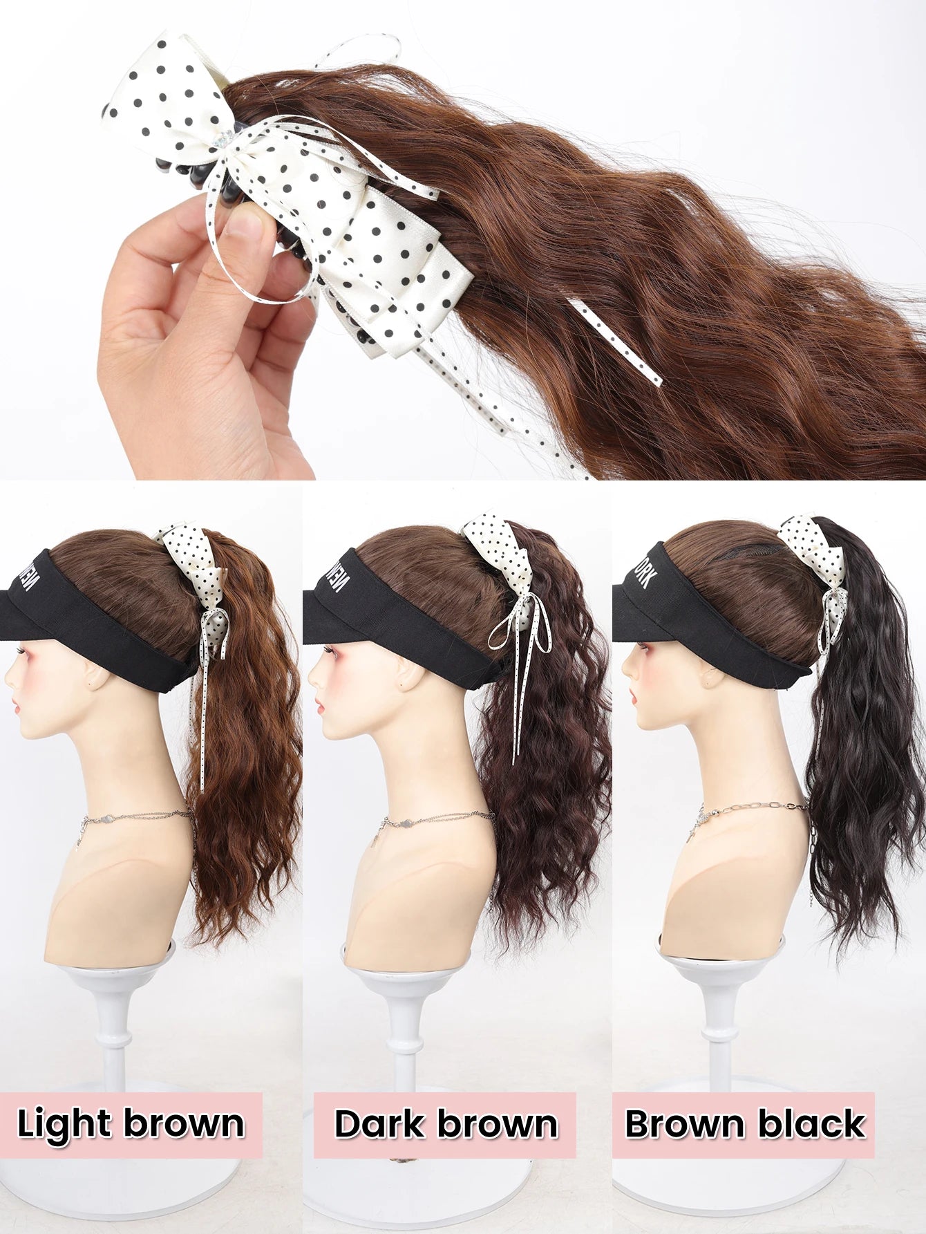 20-Inch Wavy Claw Clip Ponytail with Bow - 5
