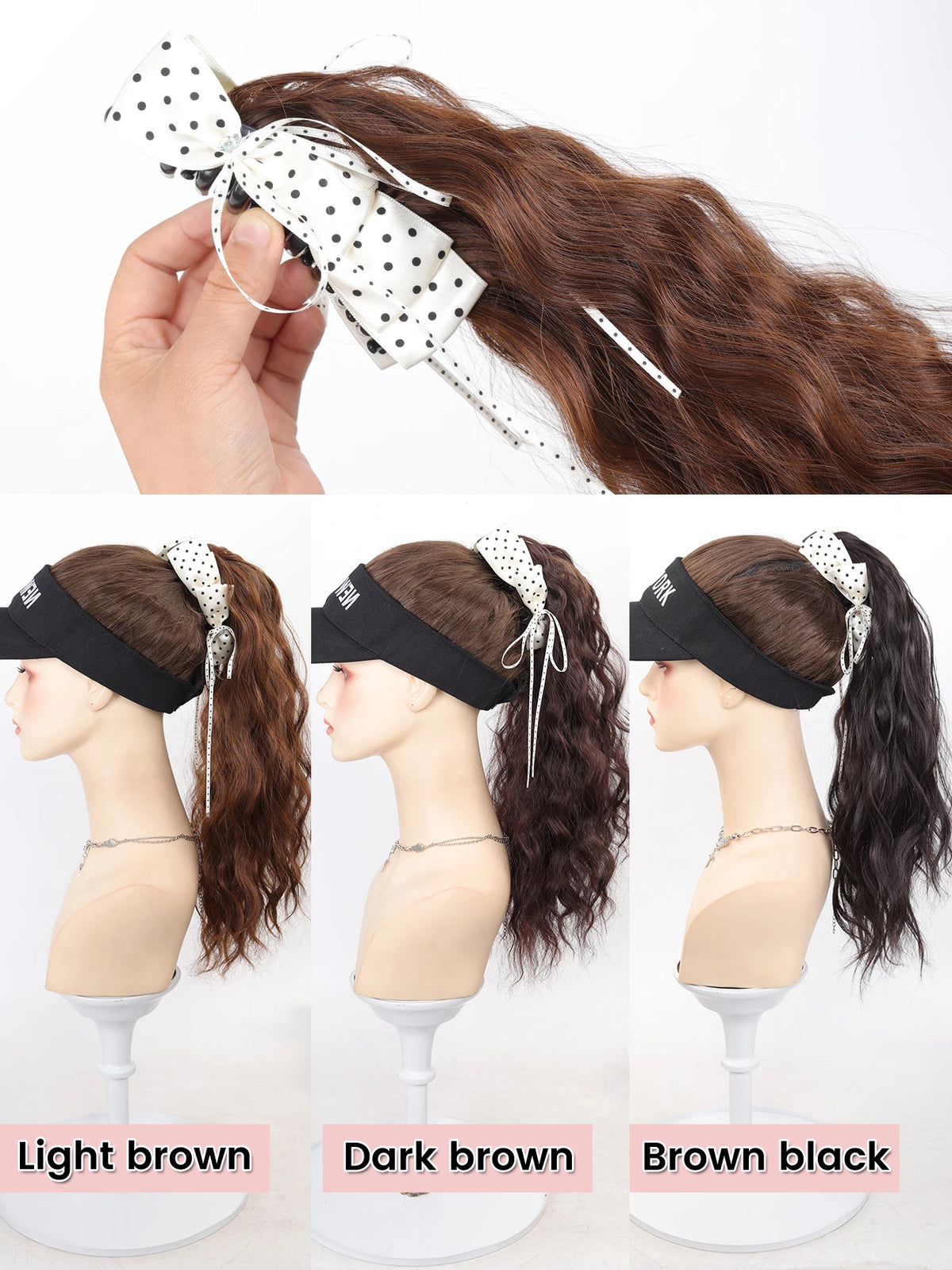 20-Inch Wavy Claw Clip Ponytail with Bow