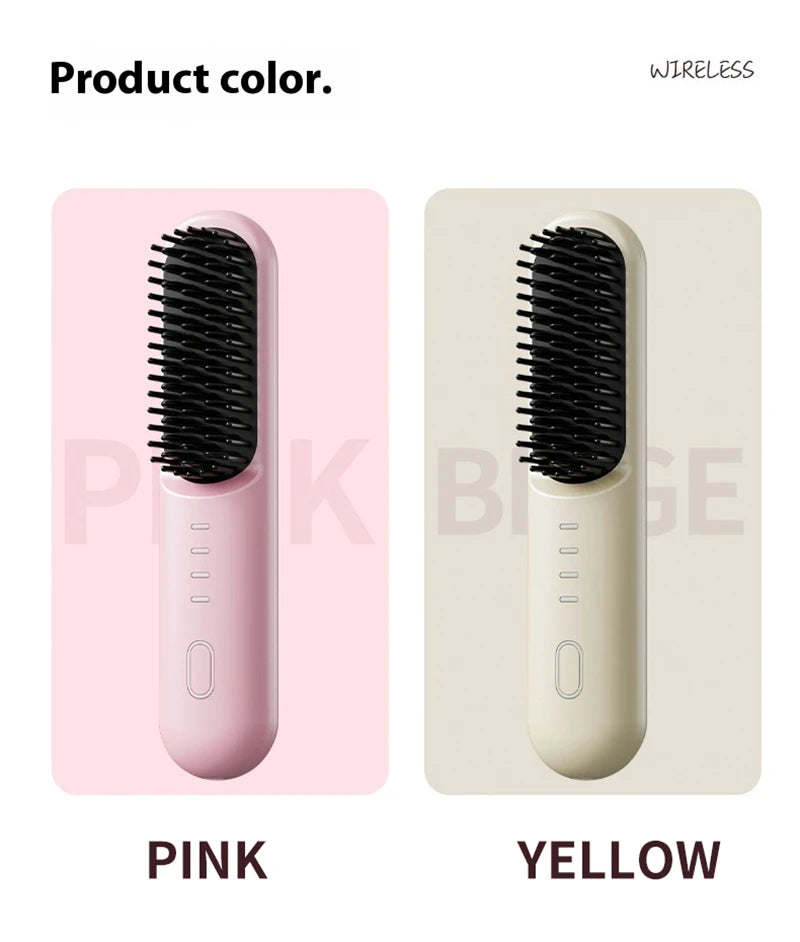 Fast Heating Cordless Hair Straightening Brush for Smooth Frizz-Free Hair - 26