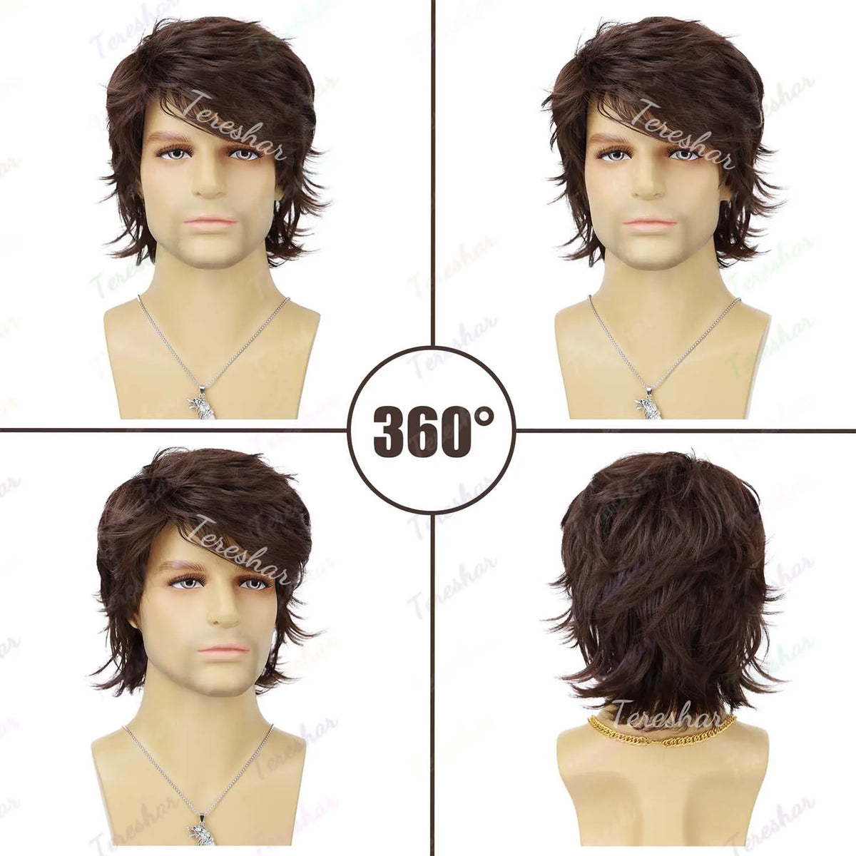 Short Curly Layered Synthetic Wig for Men Cosplay and Daily Style