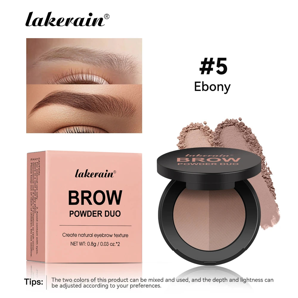 Two-Tone Waterproof Eyebrow Powder for Natural Sculpted Brows and Contouring