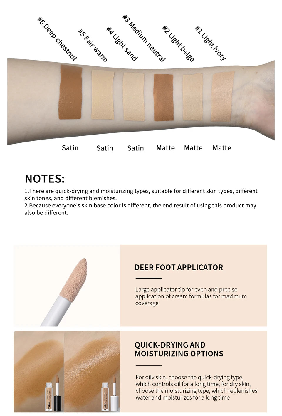 Full Coverage Matte Finish Liquid Concealer for All Skin Types