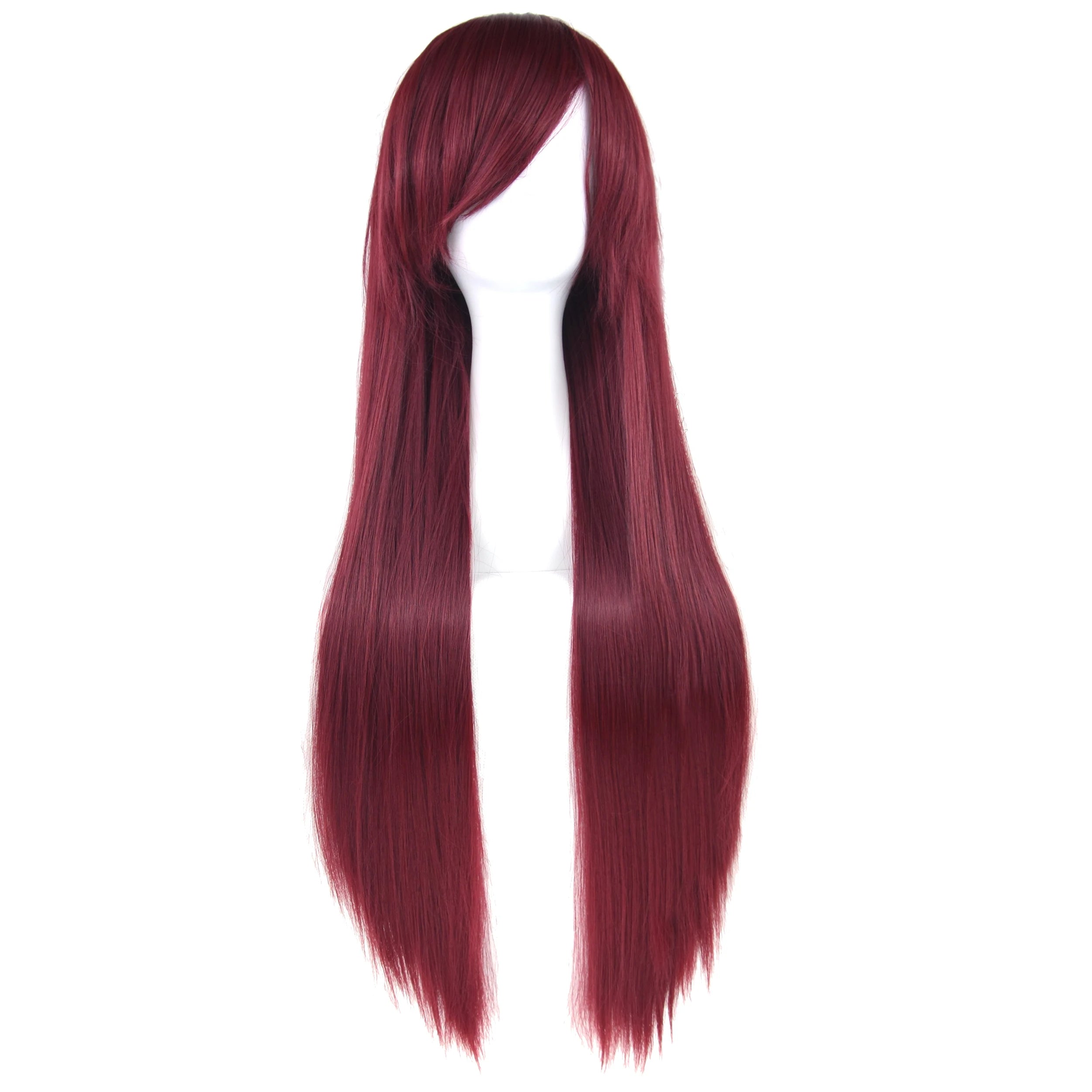 Long Red Straight Anime Cosplay Wig for Halloween Costume Parties - 4