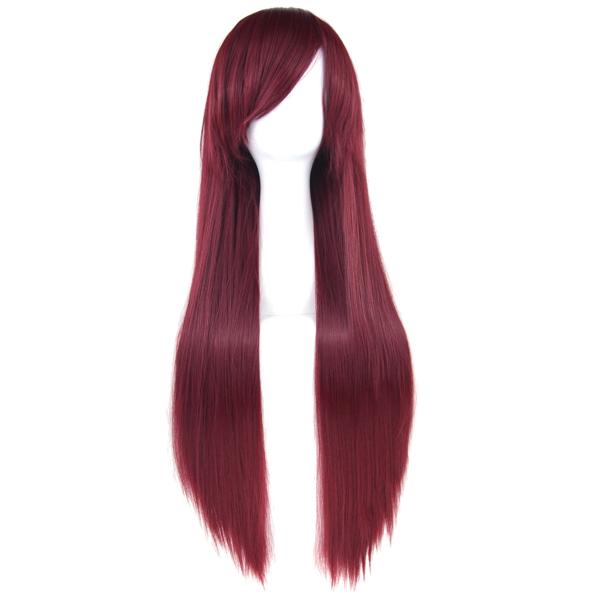Long Red Straight Anime Cosplay Wig for Halloween Costume Parties