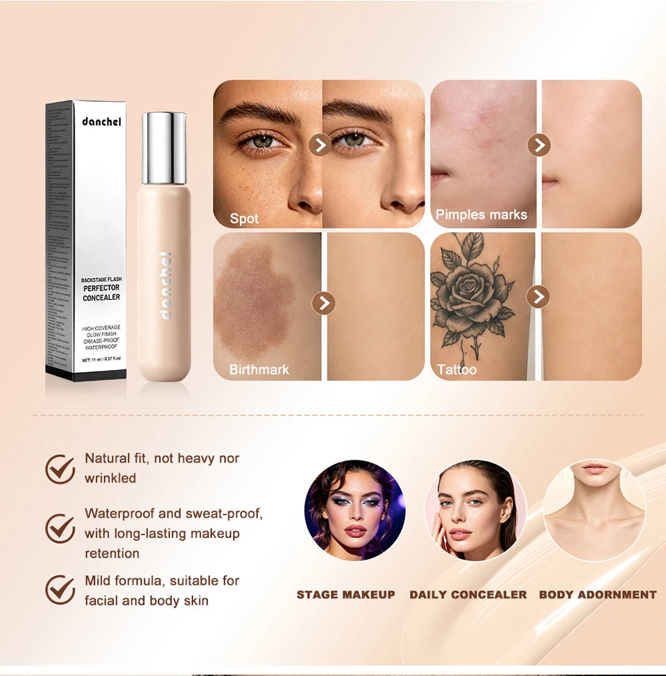 Full Coverage Waterproof Liquid Concealer for Face and Body Makeup - 10