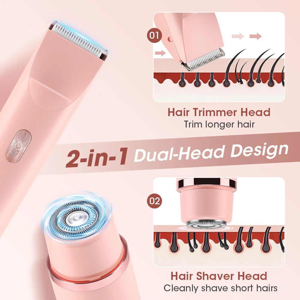 Dual-Head Electric Shaver and Bikini Trimmer for Women - 8