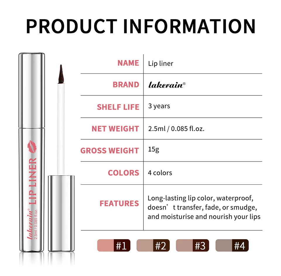 Peel-Off Tattoo Lip Liner for Long-Lasting Waterproof Smudge-Proof Color