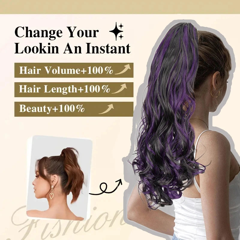 18 Inch Colorful Curly Claw Clip Ponytail Hair Extension