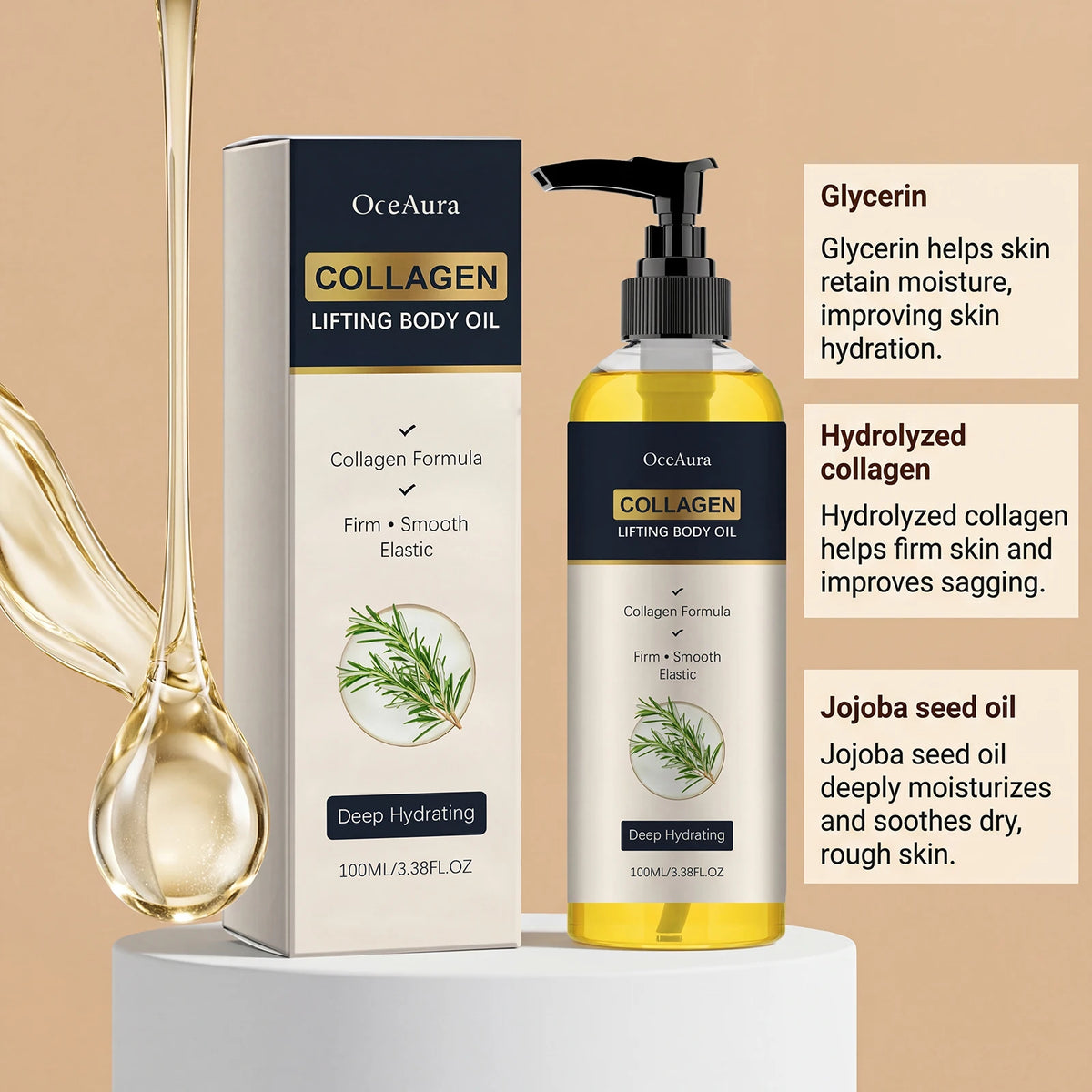 Collagen Lifting and Firming Body Oil for Smooth Hydrated Skin