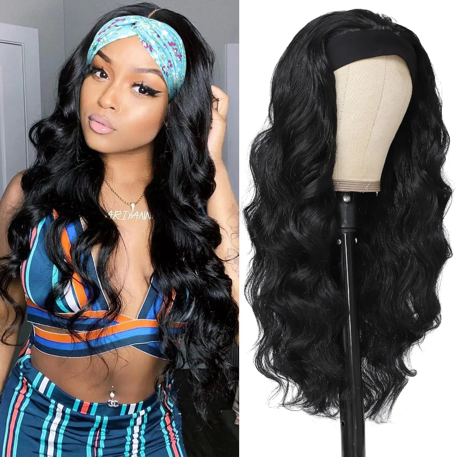 Long Wavy Headband Wig for Effortless Daily Styling - 9