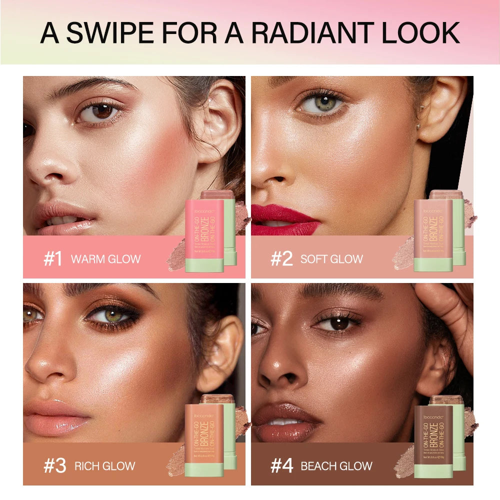 Cream Bronzer and Highlighter Stick for Face Eyes and Body Sculpting - 2
