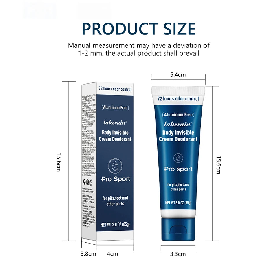 All-Day Invisible Body Deodorant Cream for Full Body Odor Protection