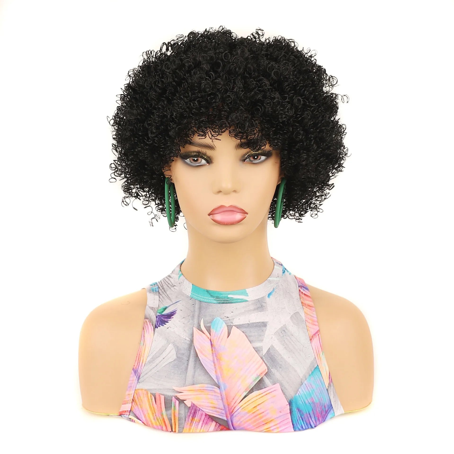 Short Afro Kinky Curly Synthetic Wig for Women - 8