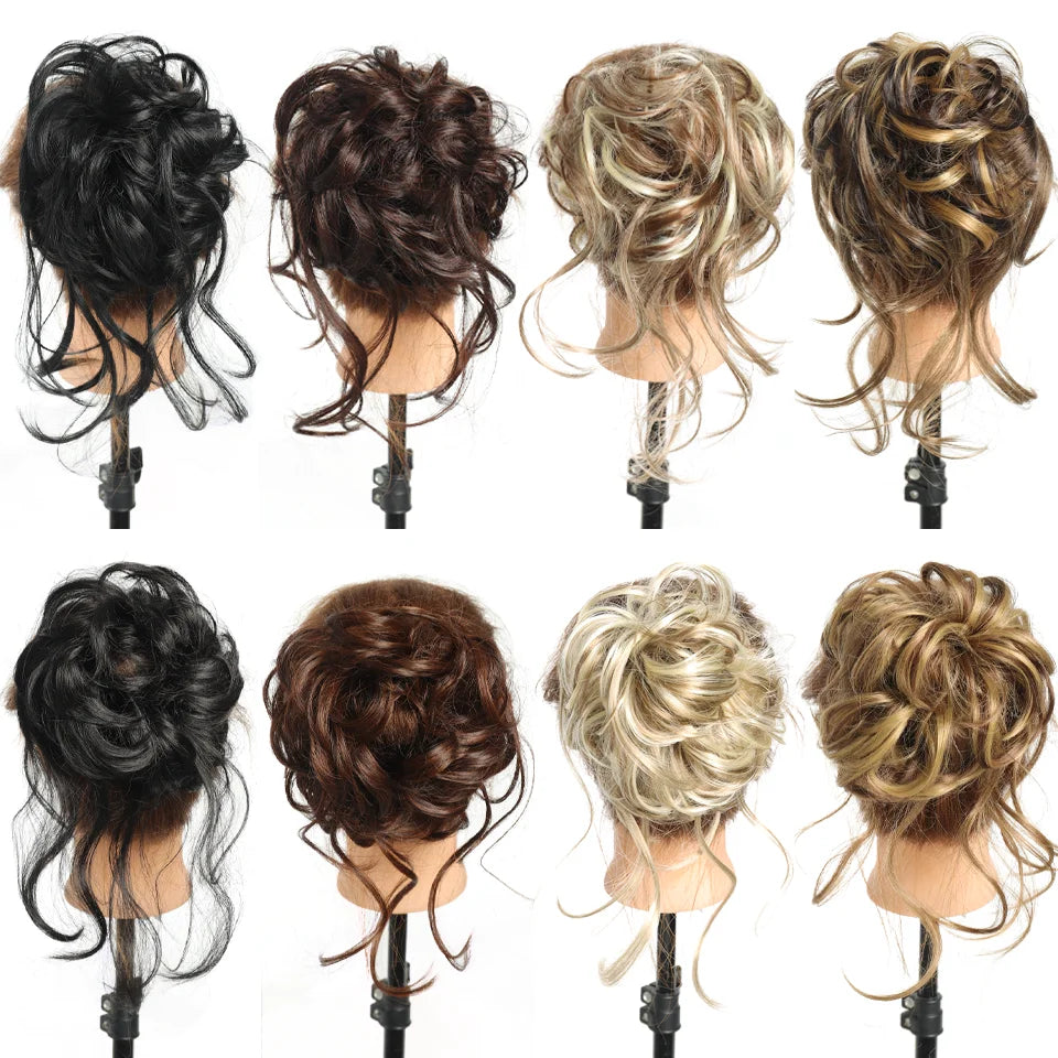 Curly Messy Bun Hair Extension Scrunchie for Instant Volume
