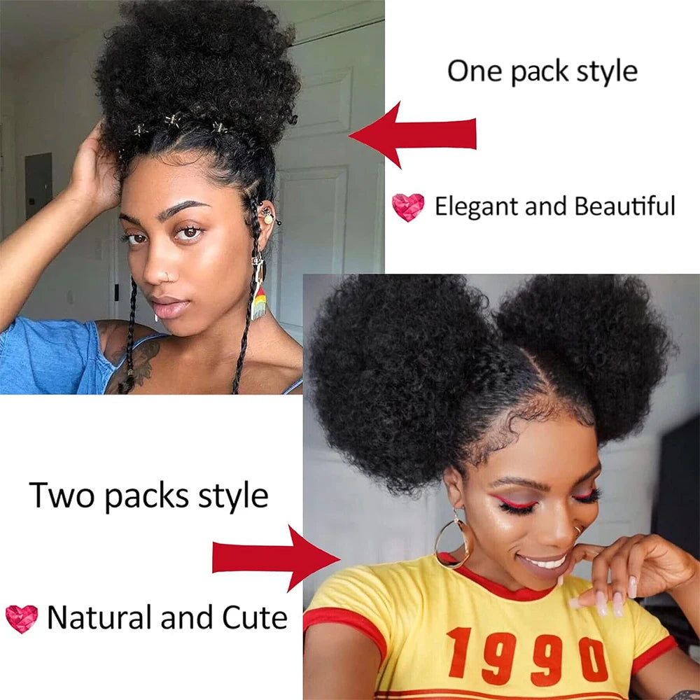 Afro Puff Synthetic Drawstring Ponytail Bun for Natural Hair Styles - 6