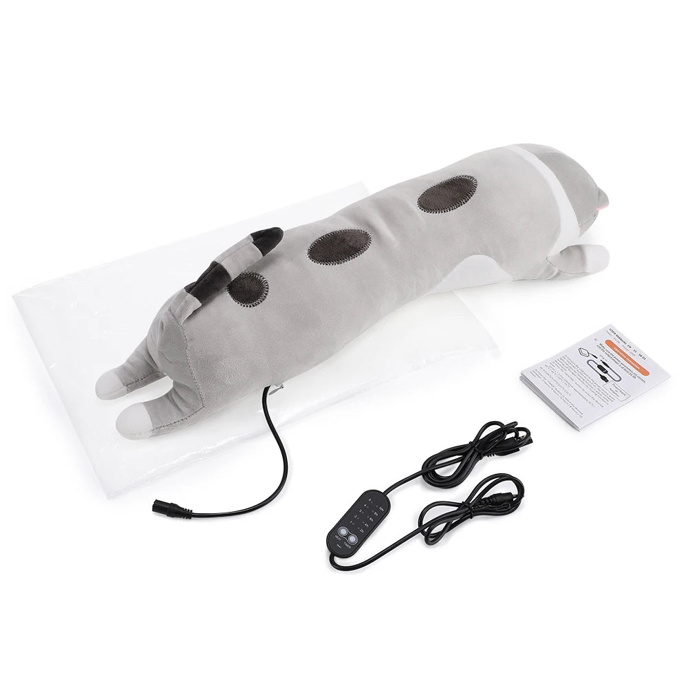 USB Heated Cat Plush Pillow with 5 Heat Settings and Timer for Comfort - 17