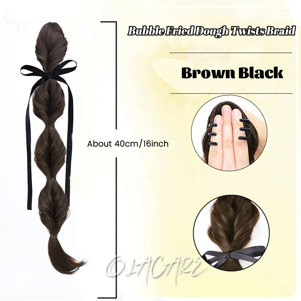 Long Clip-In Bubble Braid Ponytail Hair Extension for Daily Styling