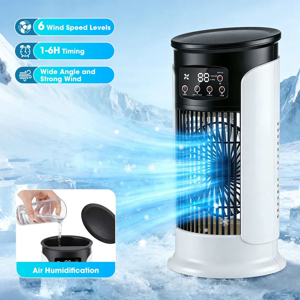 Portable Desktop Air Cooling Fan with Misting and LED Light