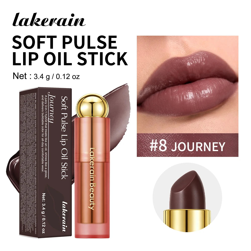 3-in-1 Tinted Moisturizing Lip Oil Stick for Glossy Plump Lips - 28