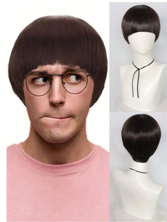 Short Brown Cosplay Bowl Cut Wig for Men