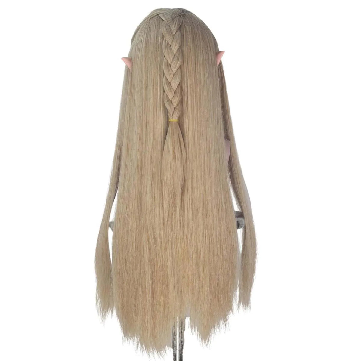 Ash Blonde Long Straight Cosplay Wig with Elf Ears for Men