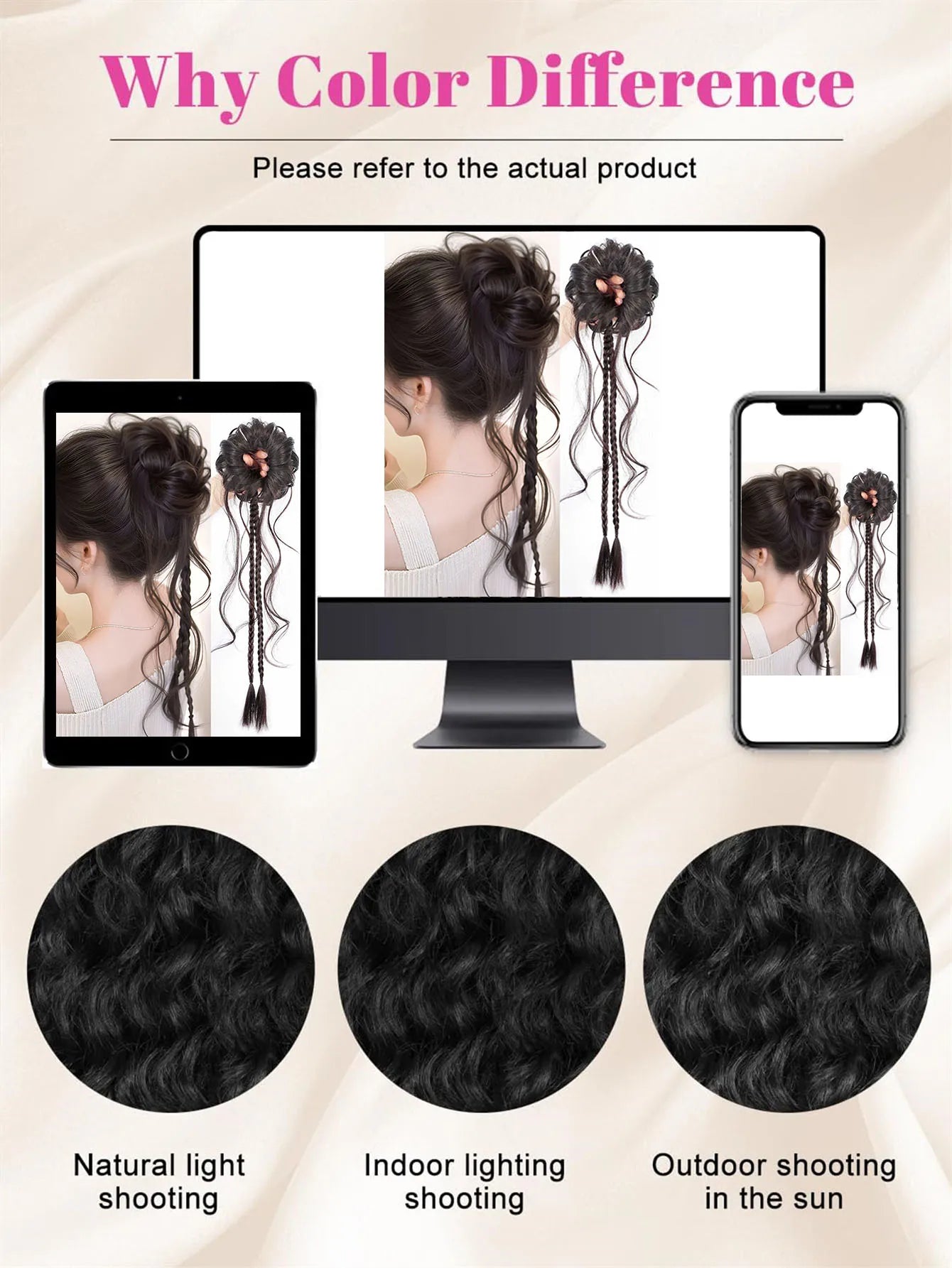 Messy Curly Hair Bun with Braids for Women and Girls - 15