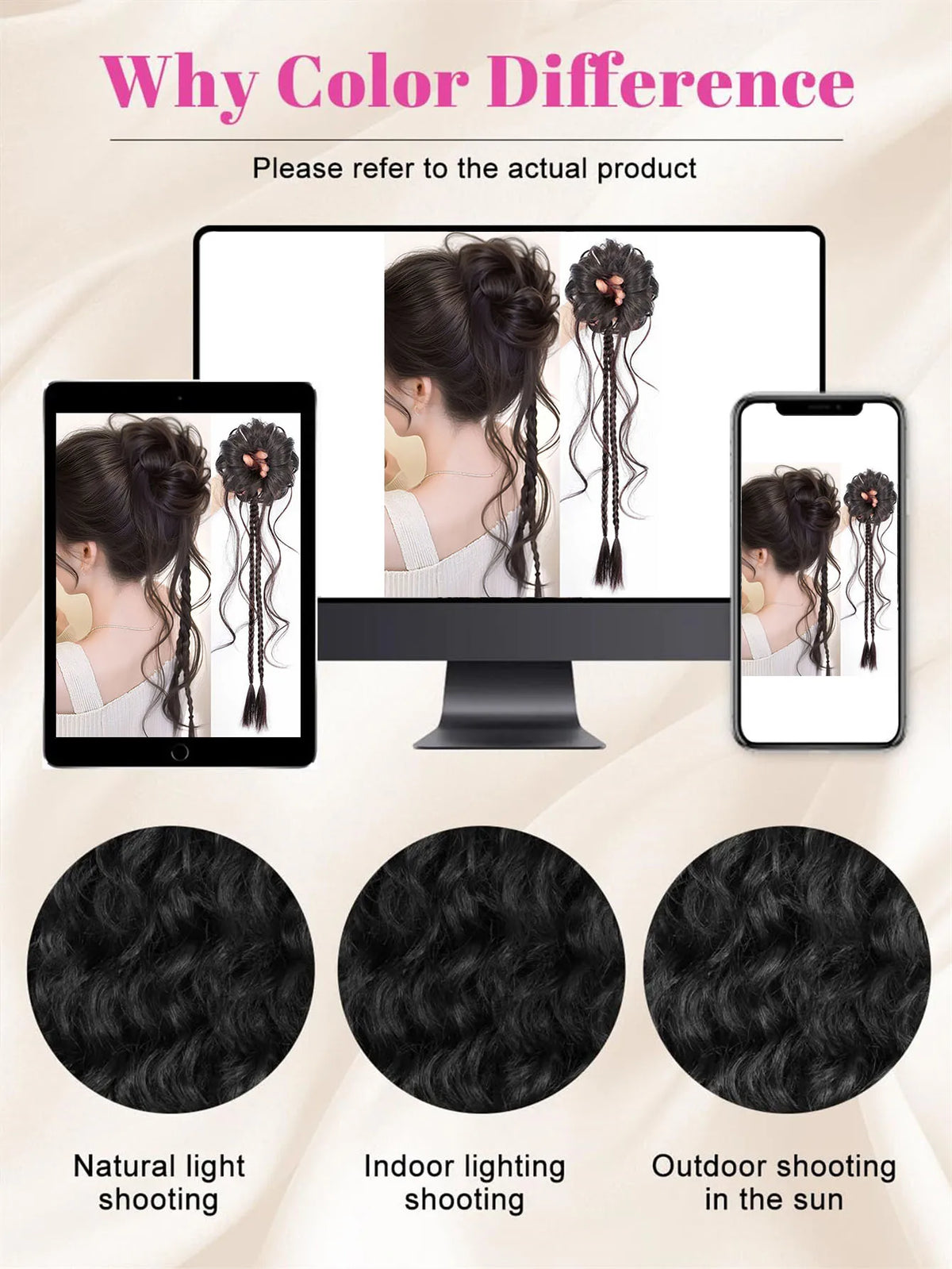Messy Curly Hair Bun with Braids for Women and Girls