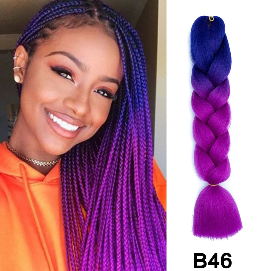 24-Inch Purple Synthetic Braiding Hair Extensions for Parties - 8