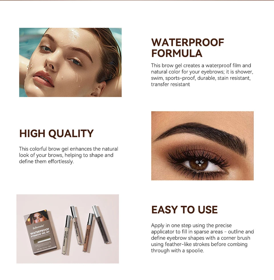 Waterproof Liquid Eyebrow Gel Set for Long-Lasting Natural Defined Brows