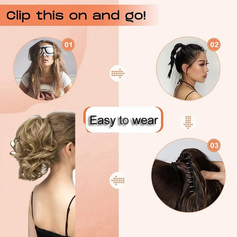 12-Inch Wavy Curly Claw Clip Ponytail Extension