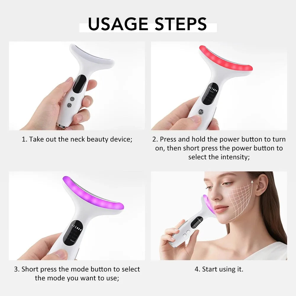 7-Color LED Neck and Face Lifting Massager for Skin Tightening