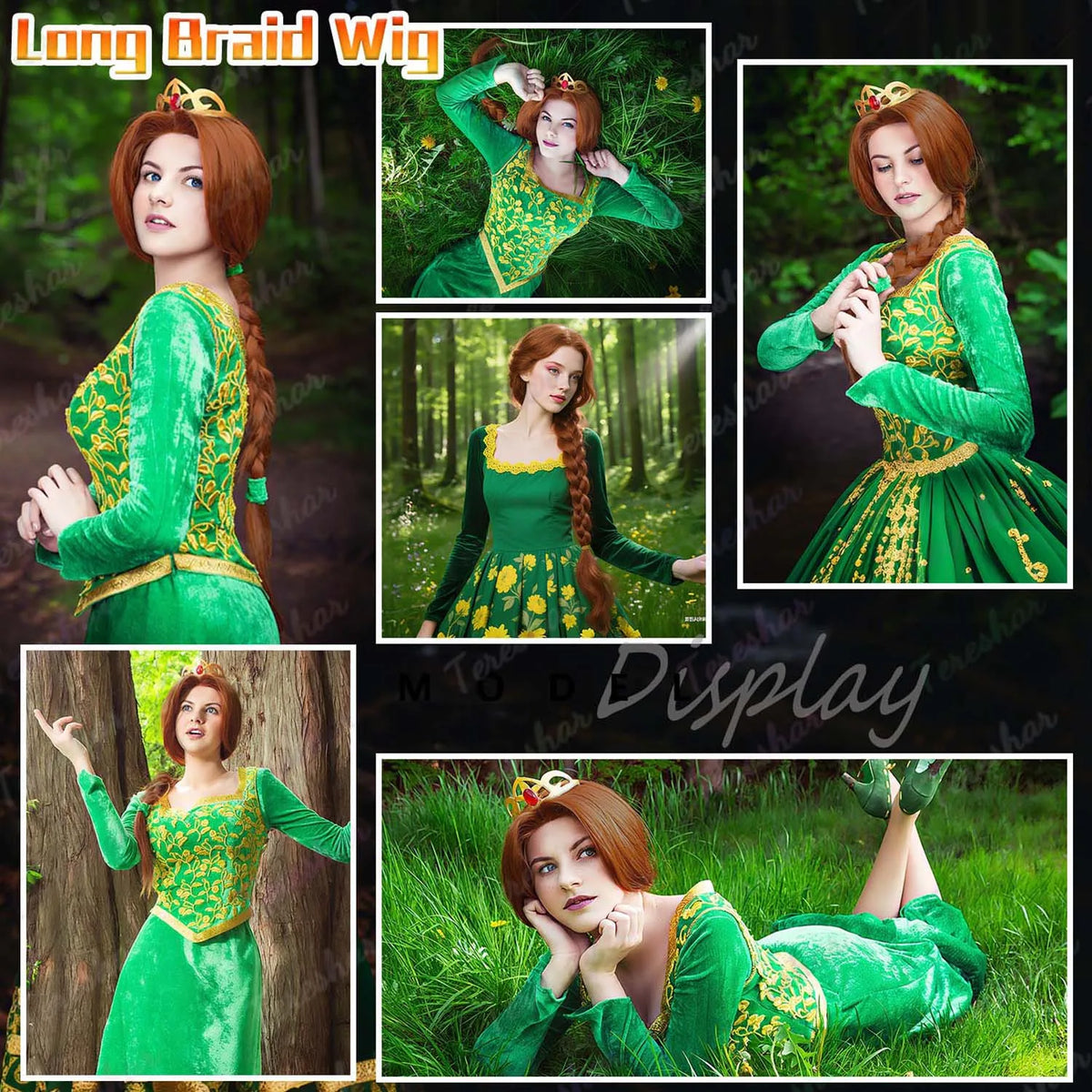 Long Braided Reddish Brown Wig for Cosplay and Halloween Costumes